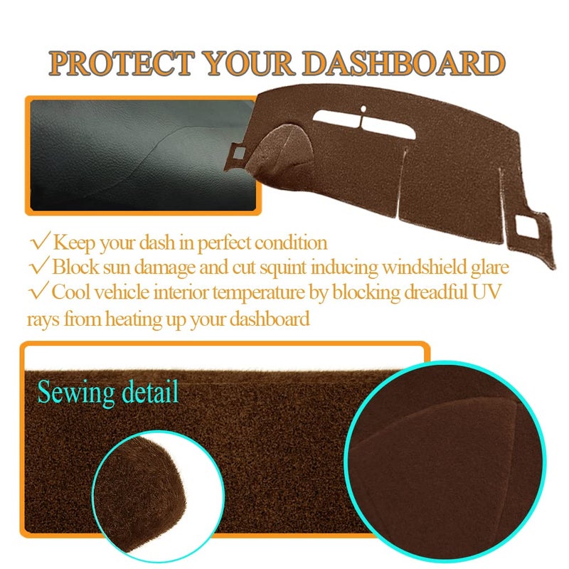 Yiz Dashboard Cover Dash Cover Mat Pad Carpet Fit for Chevy Chevrolet Tahoe Suburban 2007-2014,Chevrolet Avalanche Silverado 1500 LTZ 2007-2013,GMC Yukon All Models 2007-2014 (Dark Brown) Y24 - Image 5